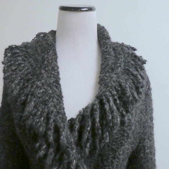 STEFANO MORTARI sweater ITALY FRINGED ALPACA Wool CARDIGAN S M - Picture 3 of 7